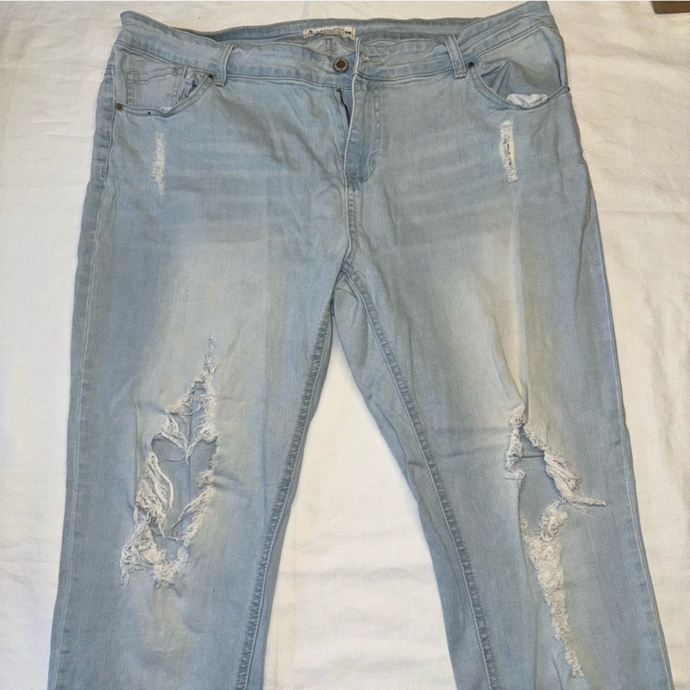 Light Blue Distressed Women Jeans Size 20